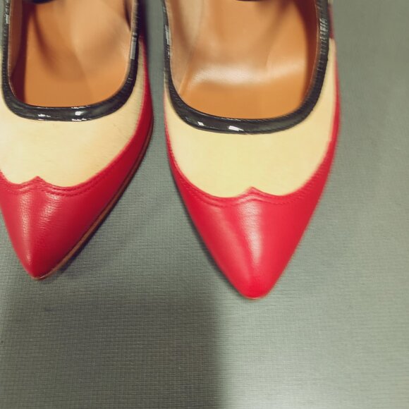 Nina Originals "Aneko" Pumps Leather/Suede Red/Tan/Black Size 8 NWOT - Picture 2 of 7
